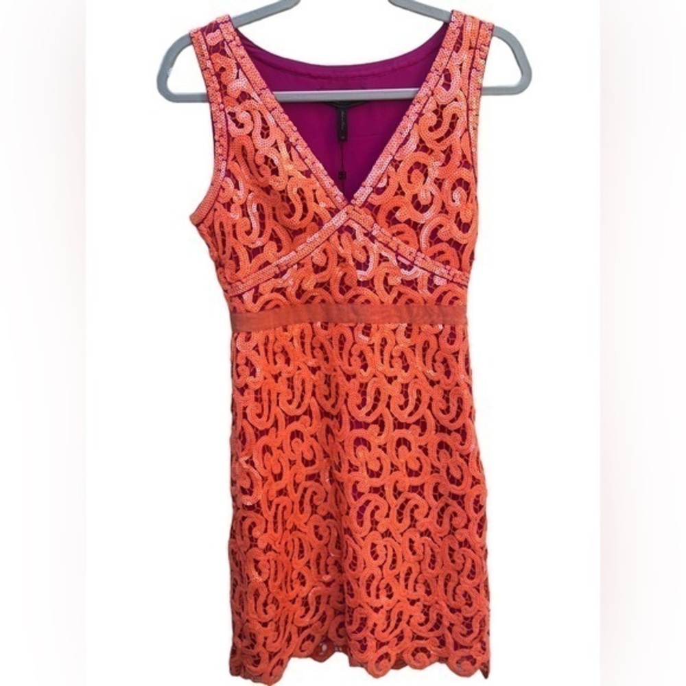 BCBGMaxAzria BCBG  women’s Gabrielle sequined orange pink holiday XS Dress NEW